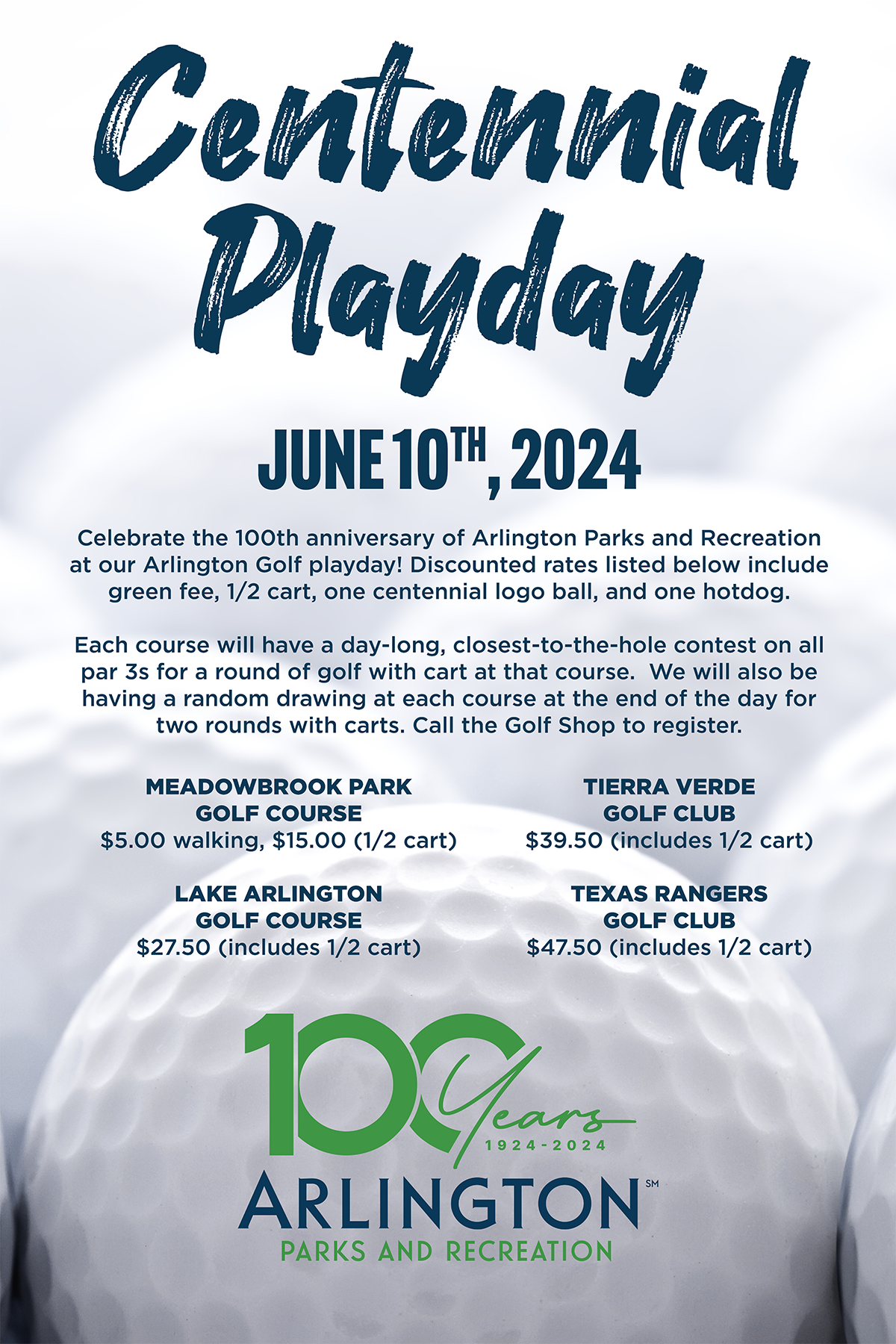 100th Golf Playday graphic